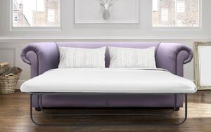 Chesterfield 1930's 3 Seater Sofa Bed Shelly Amethyst Purple Leather In Classic Style