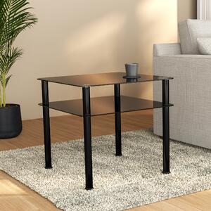 AVF Side Coffee Table, Black Glass with Black Legs Black