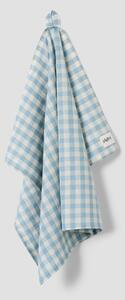 Warm Blue Gingham Linen Blend Tea Towel | 50 x 70cm | Piglet in Bed