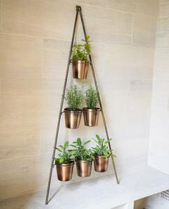 Gold Metal Wall Plant Stand with Planters Gold