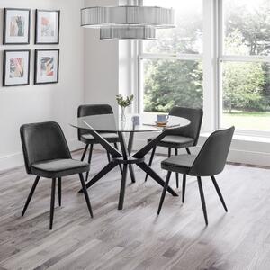 Burgess Set of 2 Dining Chairs, Velvet Grey