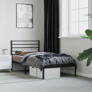 Metal Bed Frame without Mattress with Headboard Black 90x190cm