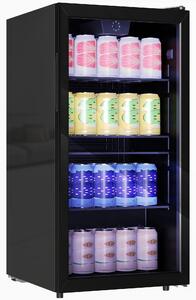 HOMCOM 93L Drinks Fridge, 115 Can Freestanding Beer Fridge with Glass Door, Adjustable Shelves, LED Light, for Beer Soda, Black