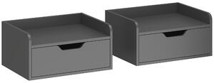 HOMCOM Floating Nightstands Set of 2, Wall Mounted Bedside Table with Drawer for Bedroom, Black