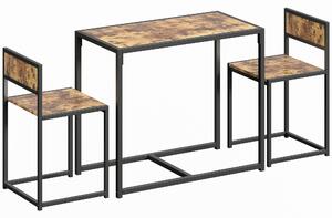 HOMCOM 3 Piece Table Stool Set - Rustic Brown