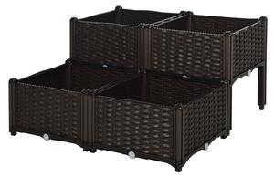Outsunny Elevated Garden Bed, Patio Flower Plant Planter, Raised Vegetable Planting Container, Durable PP, Black Aosom UK