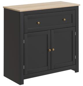 HOMCOM Sideboard Storage Cabinet, Modern Kitchen Cupboard with Adjustable Shelf, Drawer and Double Doors, Black