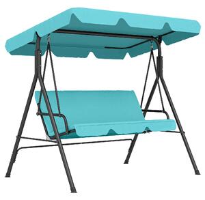 Outsunny Three-Seater Garden Swing Chair, with Adjustable Canopy - Blue