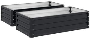 Outsunny Set of 2 Raised Beds for Garden, Galvanised Outdoor Planters for Herbs Vegetables, Use for Patio Balcony, Grey