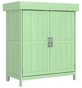 Outsunny Small Shed, Wooden Garden Shed with Openable Hinged Roof and Removable Shelf, 74 x 43 x 88 cm, Light Green