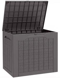 Outsunny 93L Plastic Garden Storage Box, Outdoor Storage Box with Handles, Waterproof Outdoor Storage Container, Brown