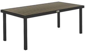 Outsunny Aluminium Outdoor Garden Dining Table for 8 People, Faux Wood Top, for Garden, Patio, 190 x 90 x 74cm, Brown