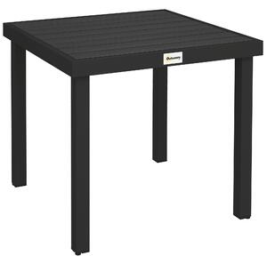 Outsunny 78 cm Garden Dining Table for 4 People, Square Outdoor Coffee End Side Table with Aluminium Legs, Black