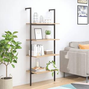 4-Tier Leaning Shelf Light Brown and Black 64x35x152.5 cm