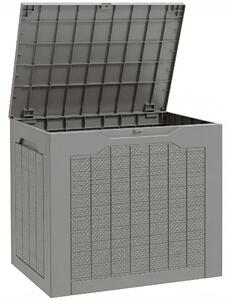 Outsunny 93L Plastic Garden Storage Box, Outdoor Storage Box with Handles, Waterproof Outdoor Storage Container, Khaki