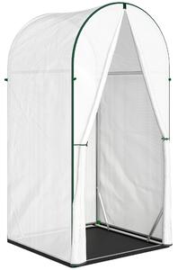 Outsunny Mini Greenhouse, Portable Green House with Roll-Up Door, PE Base, Small Greenhouse, 100 x 100 x 195 cm, White