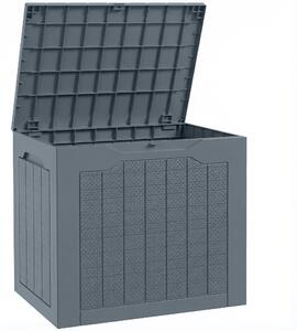 Outsunny 93L Plastic Garden Storage Box, Outdoor Storage Box with Handles, Waterproof Outdoor Storage Container, Light Grey