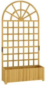 Outsunny Wooden Raised Planter with Trellis, Raised Bed for Garden with Lattice and Drainage Holes for Climbing Plants