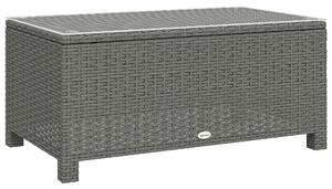 Outsunny Rattan Garden Coffee Table with Glass Top, Light Grey