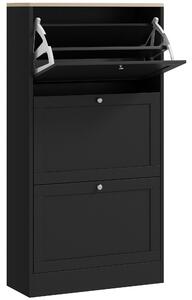 HOMCOM Modern Compact Three-Drawer Shoe Storage Cabinet - Black