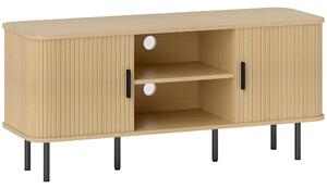 HOMCOM TV Stand Cabinet for TVs up to 55 Inches, TV Unit with Storage Shelves and Cupboard for Living Room, Oak Tone Aosom UK