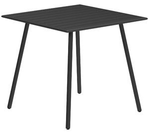 Outsunny Square Garden Table with Slat Top, Steel Frame, Outdoor Table for 4 Person, 80 x 80 x 74 cm, Black