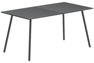 Outsunny Rectangle Garden Table with Slat Top, Steel Frame, Outdoor Table for 6 Person, 150 x 80 x 74 cm, Grey