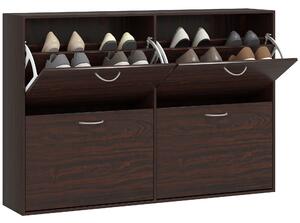 HOMCOM Wooden Shoe Cabinet, Stylish Multi Flip Down Shelf and Drawer Organizer for Entryway, Dark Brown Aosom UK
