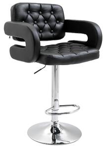 HOMCOM Bar Stool with Back & Footrest, PU Leather Swivel Barstool, Height Adjustable for Kitchen Island, Home Pub, Black Aosom UK