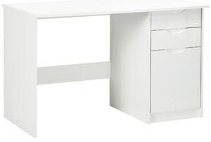 HOMCOM High Gloss Computer Desk with Drawers, Modern Writing Workstation with Storage Cabinet, PC Study Table for, Office, Study, White Aosom UK