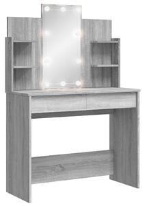 Dressing Table with LED Lights Grey Sonoma 96x40x142 cm