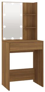 Dressing Table with LED Brown Oak 60x40x140 cm