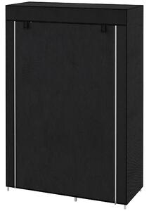 HOMCOM Fabric Wardrobe, Portable Wardrobe with 6 Shelves, 1 Hanging Rail, Foldable Closets, 103 x 43 x 162.5 cm, Black
