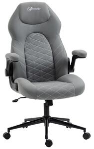 Vinsetto Home Office Desk Chair, Computer Chair with Flip Up Armrests, Swivel Seat and Tilt Function, Light Grey