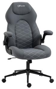 Vinsetto Home Office Desk Chair, Computer Chair with Flip Up Armrests, Swivel Seat and Tilt Function, Dark Grey