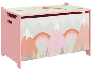 ZONEKIZ Toy Chest, Kids Storage Box with Safety Hinge, Cute Animal Theme, Durable and Spacious, Pink Aosom UK