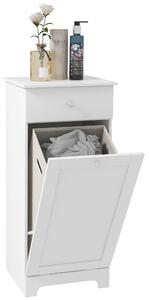 HOMCOM Bathroom Cabinet with Laundry Basket, Bathroom Storage Unit with Foldable Laundry Hamper and Drawer for Washroom, White Aosom UK