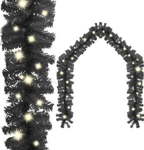 Christmas Garland with LED Lights 10 m Black
