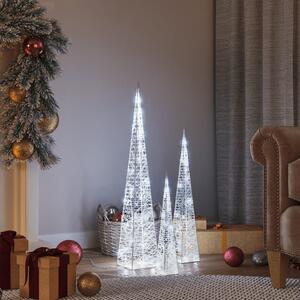 Acrylic Decorative LED Light Cone Set Cold White 30/45/60cm