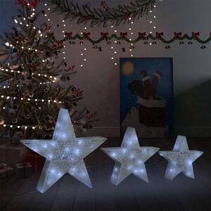 Christmas Decoration Stars 3 pcs White Mesh LED Outdoor Indoor