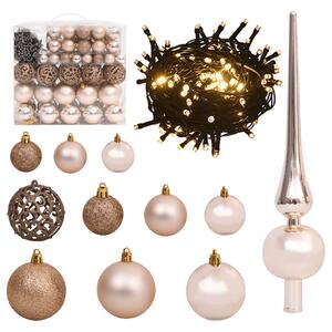 120 Piece Christmas Ball Set with Peak and 300 LEDs Rose Gold