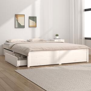 Bed Frame with Drawers White 140x200 cm
