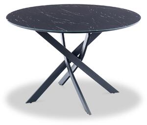 Harris Black Marble Effect Round Dining Table for 4 | Roseland
