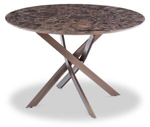 Clayton Brown Marble Effect 120cm Round Dining Table for 4 | Roseland