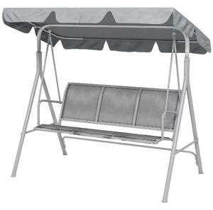Outsunny Metal Garden Swing Chair, 3-Seater Swing Seat, Patio Hammock Bench Canopy Lounger, Light Grey