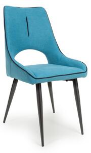 Lamas Chenille Effect Blue Dining Chair