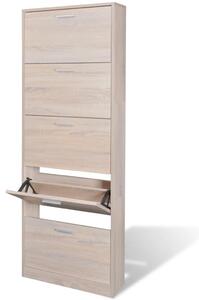 Oak Look Wooden Shoe Cabinet with 5 Compartments