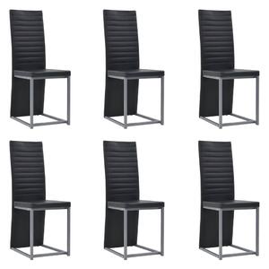 Dining Set 7 Pieces Steel and Tempered Glass Black