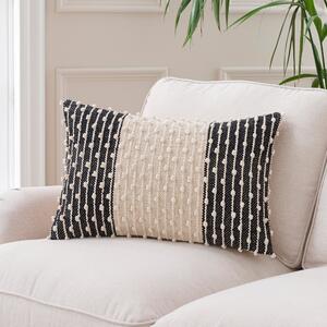 Jersey Bobble Banded Rectangle Cushion Black