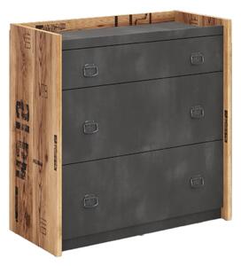 Flint Wooden Chest Of 6 Drawers In Raw Steel